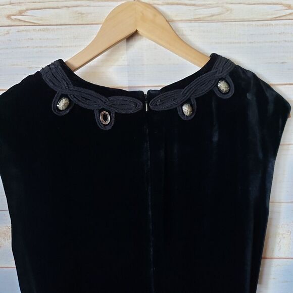 Tory Burch Thora Velvet Sleeveless Round Neck Embellished Belted Dress Size 8 - Picture 6 of 13